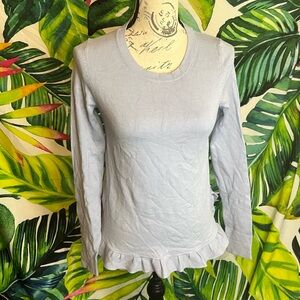 Adrianna Papell XS Ice Blue Purple Slim Ruffle Hem Winter Neutral Office Sweater